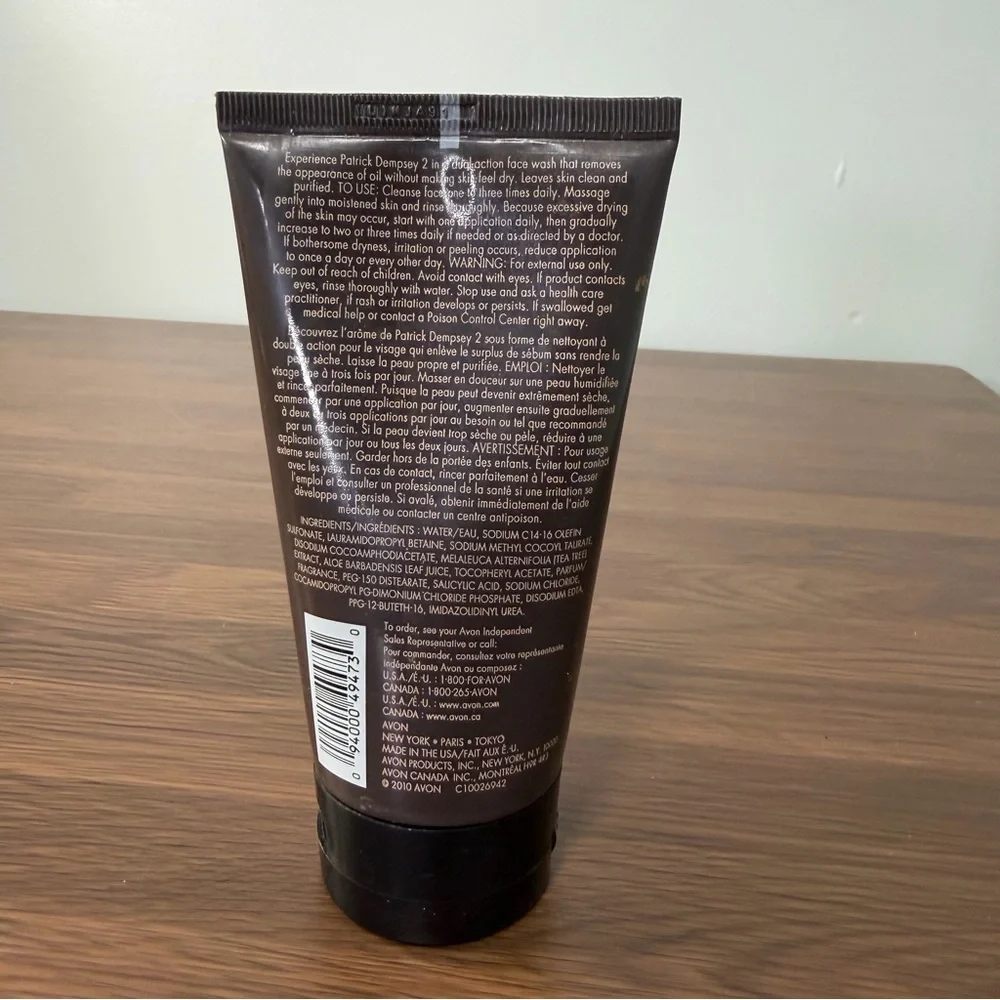 Avon Patrick Dempsey 2 Dual Action Face‎ Wash New